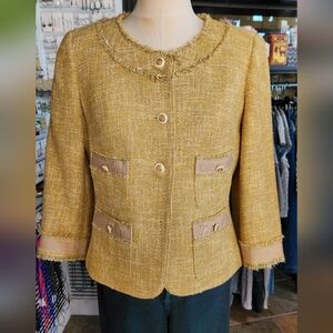 Talbots Gold Fringe Trim Blazer